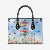 Grandma Blessing Garden Personalized Leather Handbag