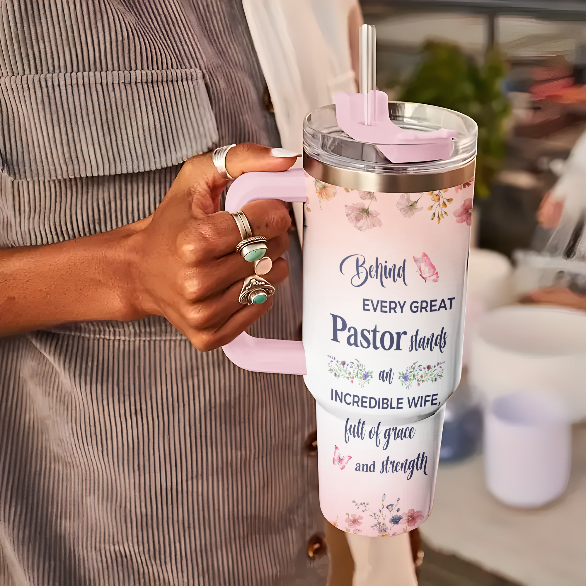 Full Of Grace Pastor Wife Personalized 40 Oz Tumbler