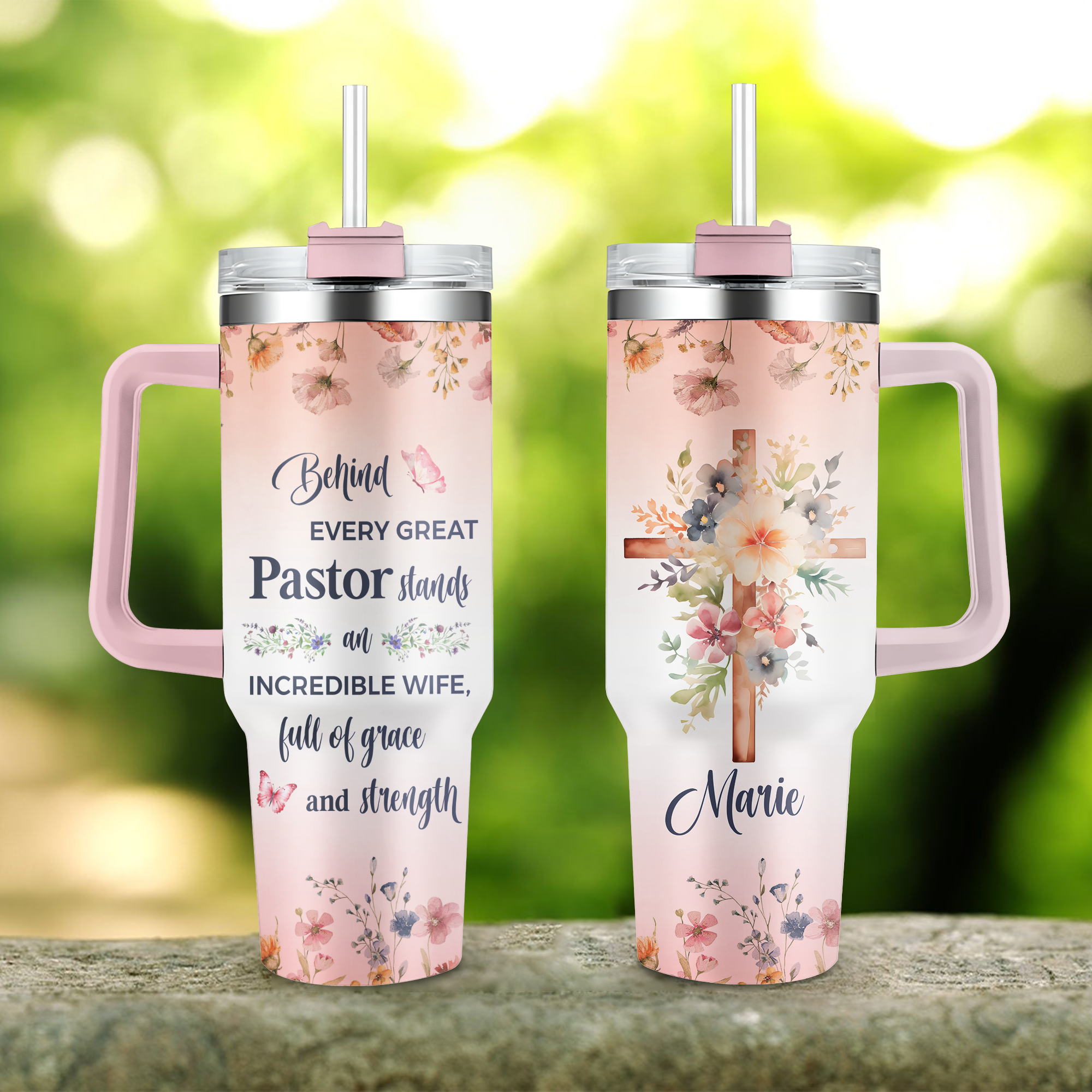 Full Of Grace Pastor Wife Personalized 40 Oz Tumbler