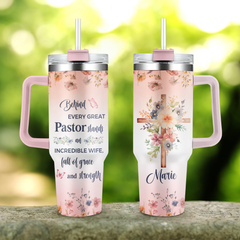 Full Of Grace Pastor Wife Personalized 40 Oz Tumbler