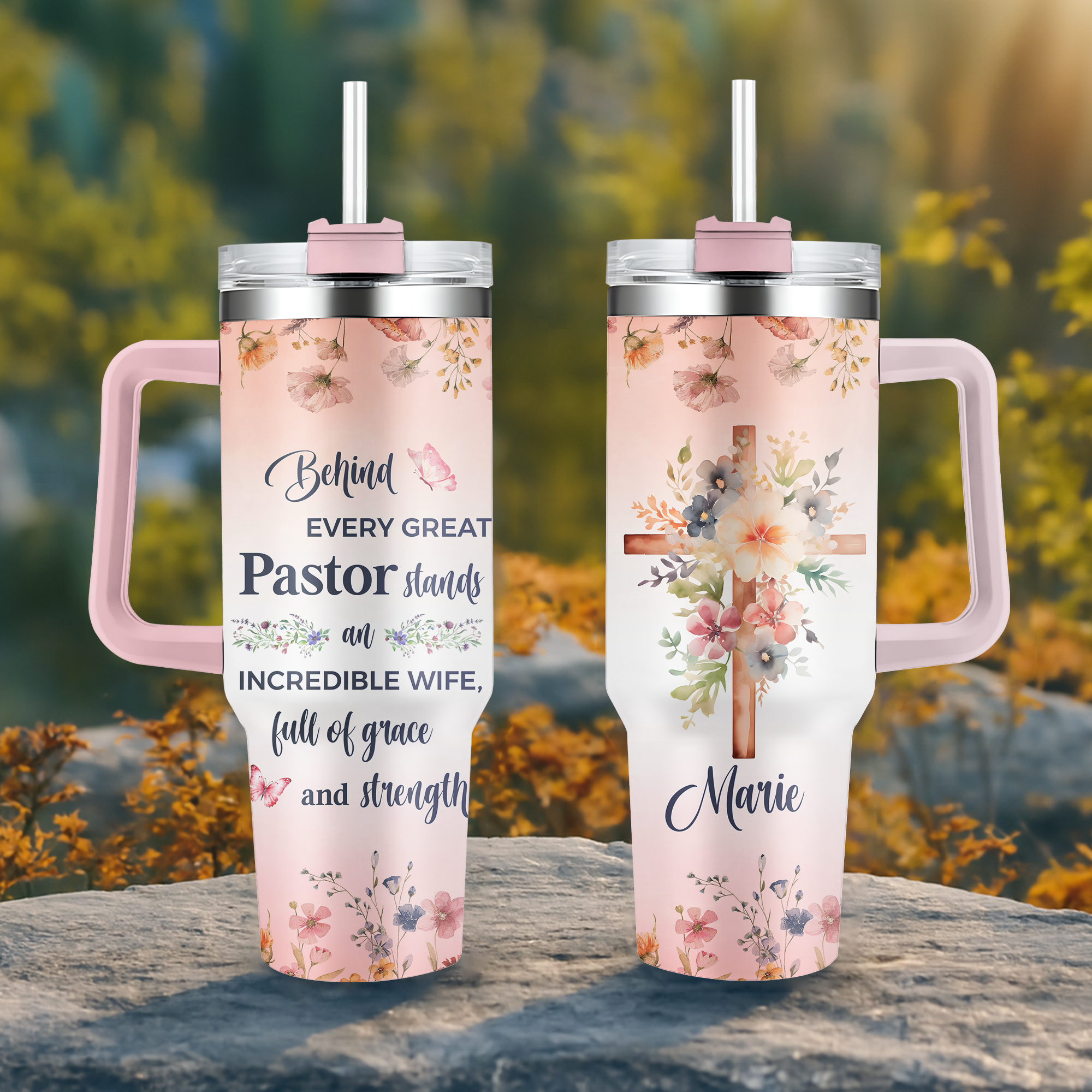 Full Of Grace Pastor Wife Personalized 40 Oz Tumbler