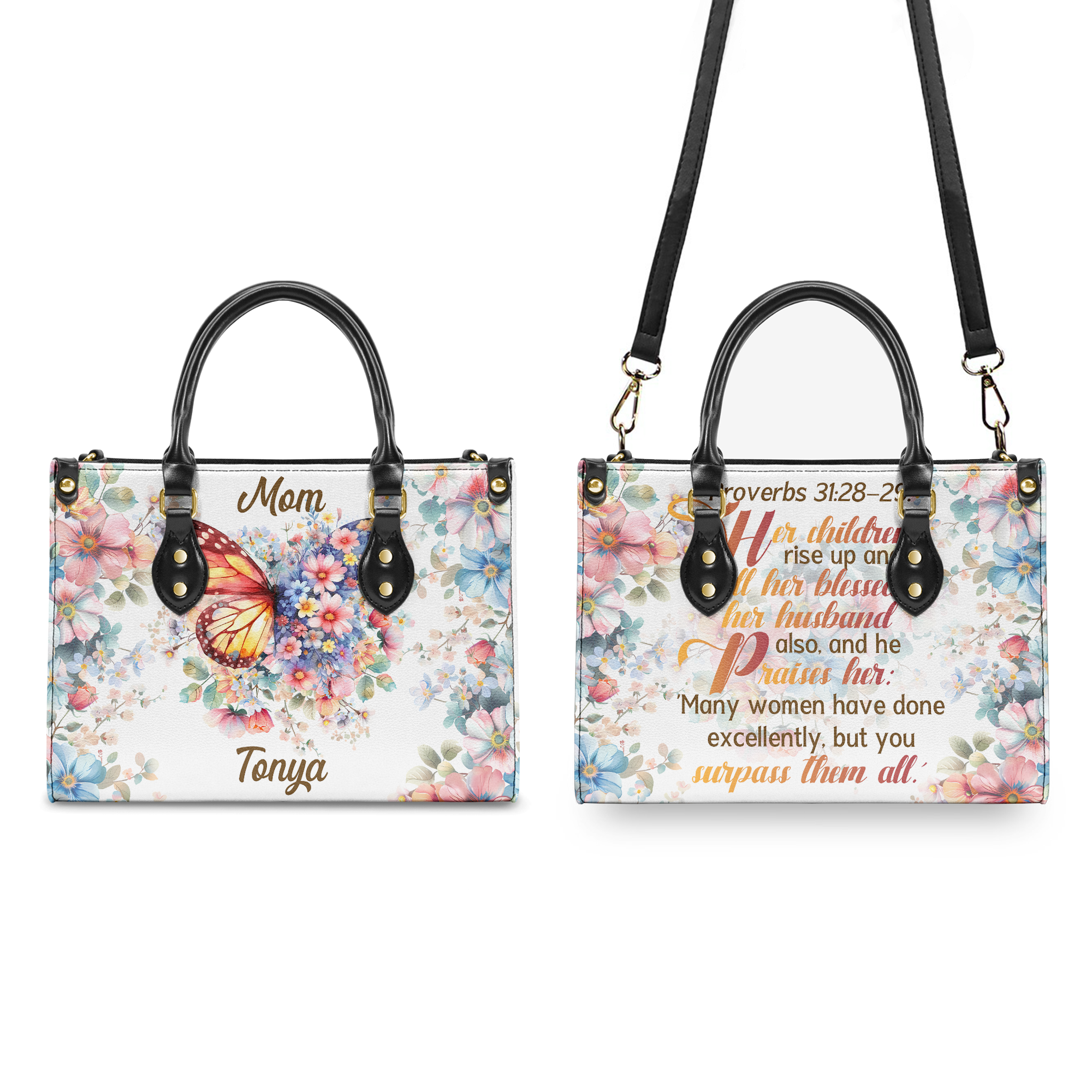 Her Children Rise Up Personalized Leather Handbag