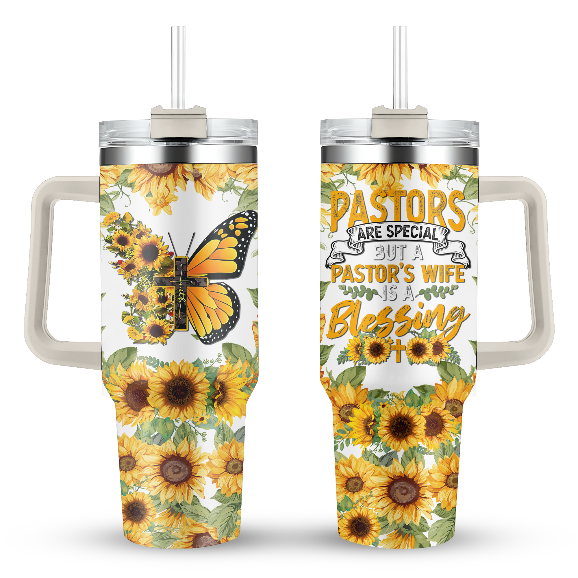 Pastor Wife Sunflower Personalized 40 Oz Tumbler