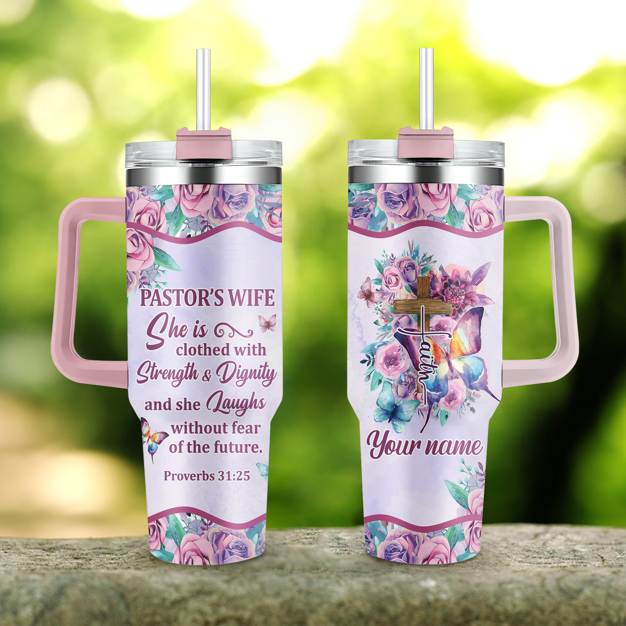 Clothed With Strength Dignity Pastor Wife Personalized 40 Oz Tumbler