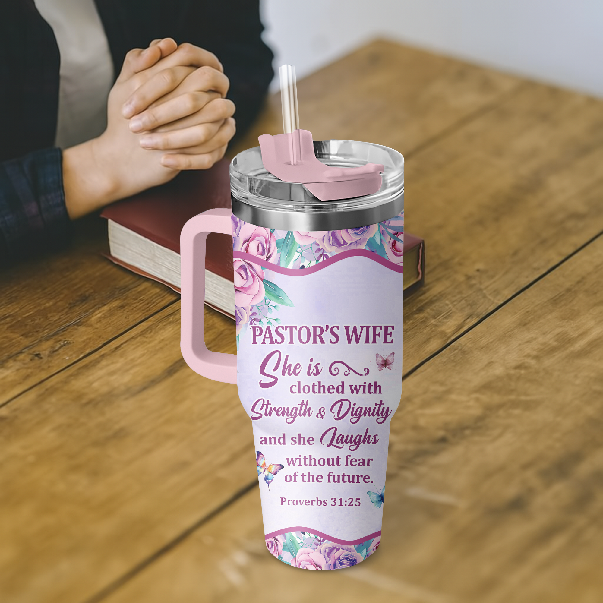 Clothed With Strength Dignity Pastor Wife Personalized 40 Oz Tumbler