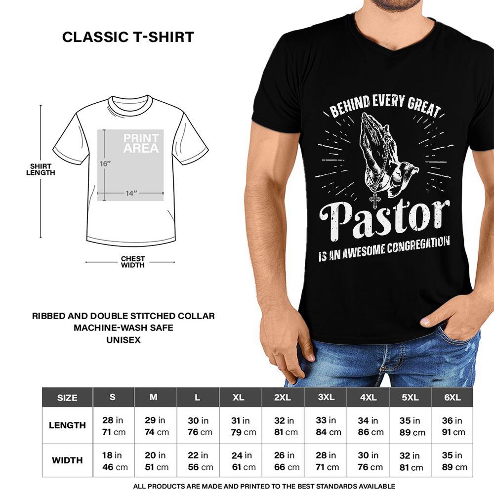Behind Every Great Pastor Praying Hand T-shirt